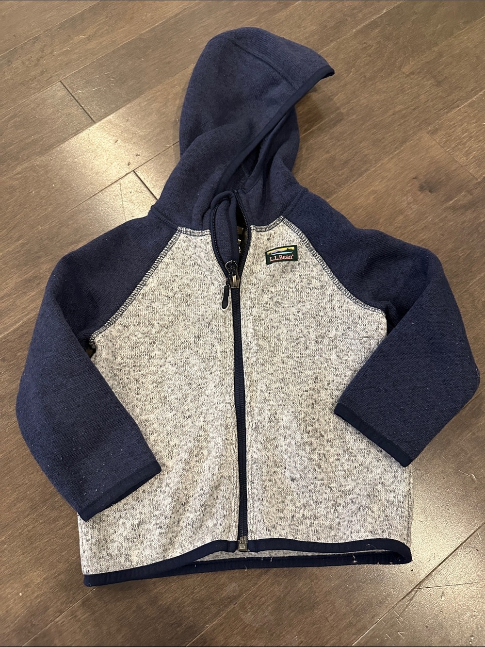 L.L. Bean Navy & Heather Gray Kids' Hooded Zip Sweater